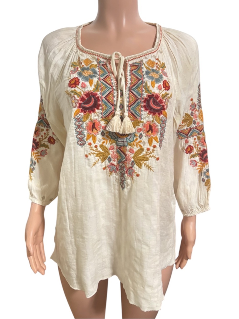 JOHNNY WAS Women’s Embroidered Peasant Blouse - Picture 4 of 13
